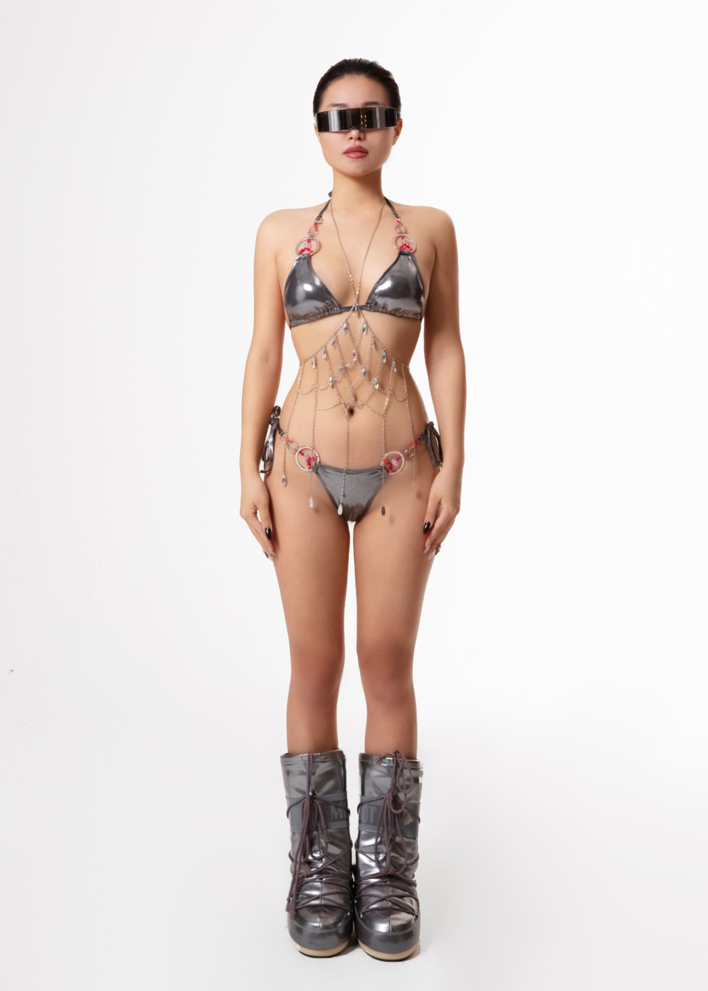 All-in-One Boom Boom Girl Metallic Set + Waist Chain