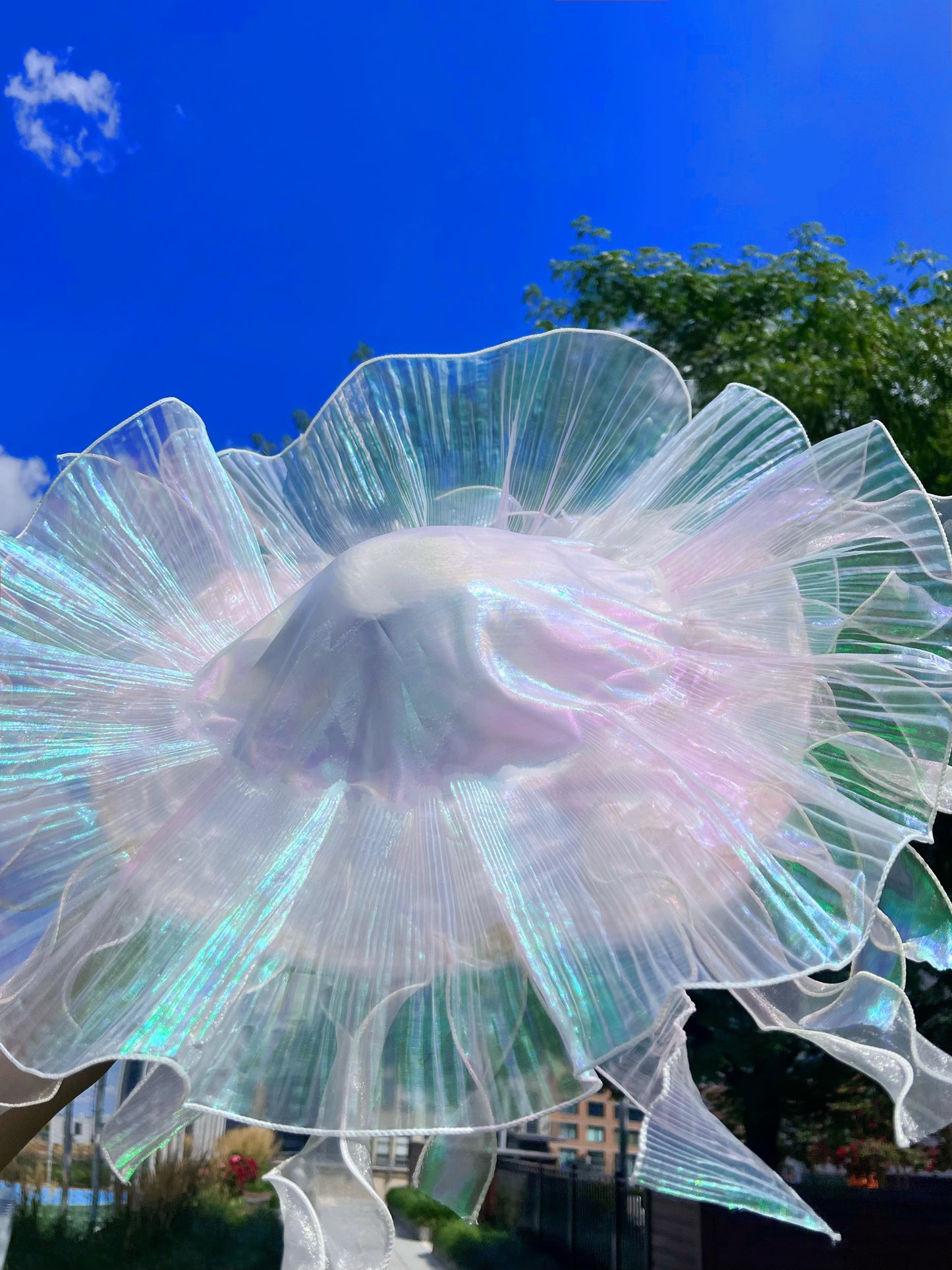 PearlWhite Dreamy Jellyfish Hat Holographic Metallic Space Rave Hat