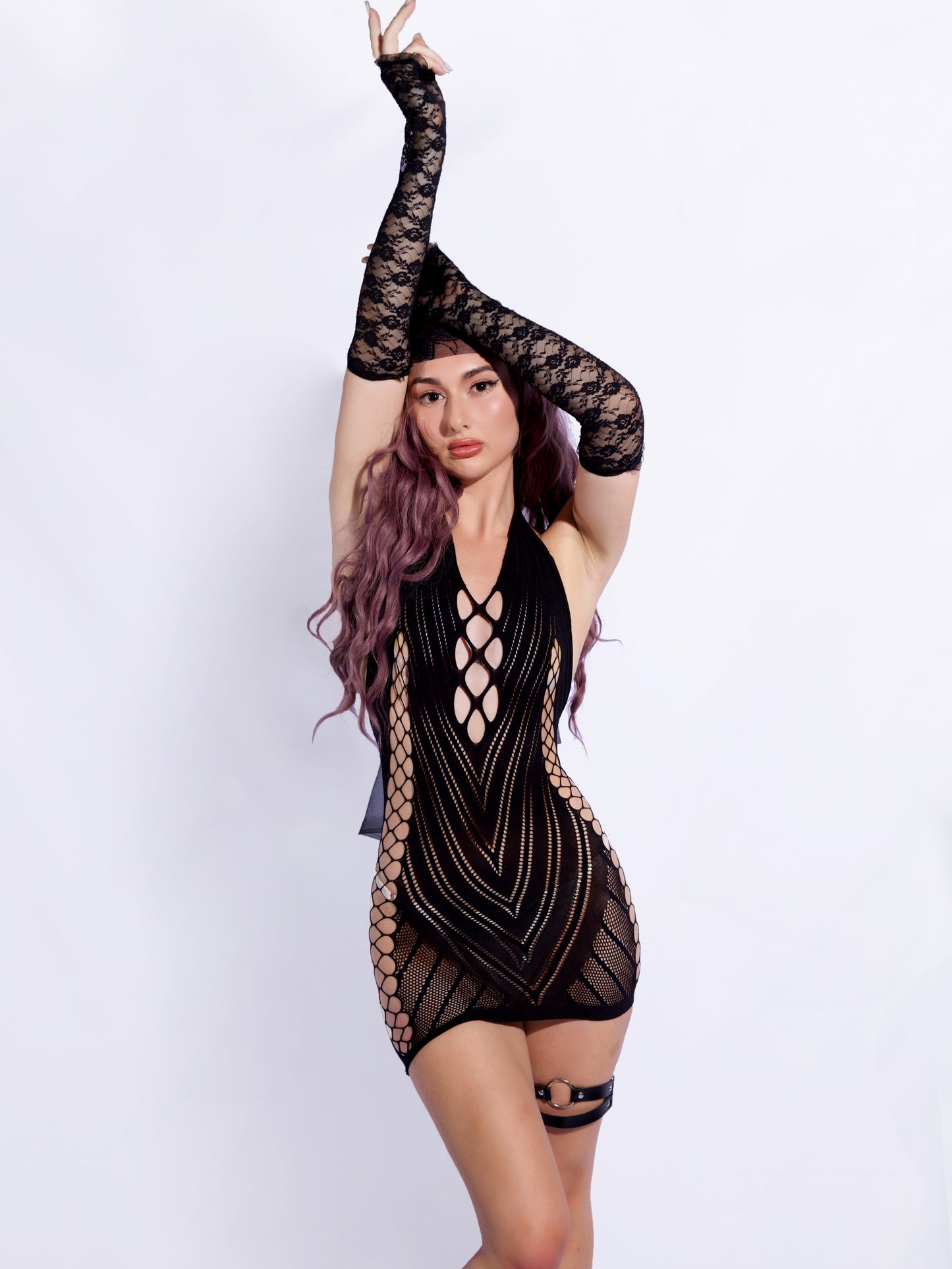 Let Me Distract U Fishnet Mini Dress