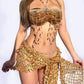 All-in-one Sunset Goddess Chest Chain+Gold Top+Gold Bottom+Waist Chain+Gold Shawl