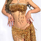 All-in-one Sunset Goddess Chest Chain+Gold Top+Gold Bottom+Waist Chain+Gold Shawl
