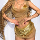 All-in-one Staring Contest Three Piece Set+Coin Waist Chain+Gold Chain+Sequin Shawl