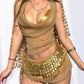 All-in-one Staring Contest Three Piece Set+Coin Waist Chain+Gold Chain+Sequin Shawl