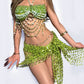 All-in-one Jade Dream Chest Chain+Green Top+Green Bottom+Waist Chain+Green Shawl