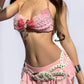 All-in-one Hot Girl Habits Chest Chain+Pink Top+Pink Bottom+Waist Belt