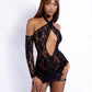 All-in-One Ur Midnight Lover Lace Dress+Head Chain