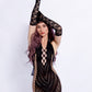 All-in-One Let Me Distract U Fishnet Mini Dress+Black Lace Gloves
